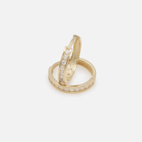 Load image into Gallery viewer, 12mm Cubic Zirconia Huggie Earrings in 10k Gold
