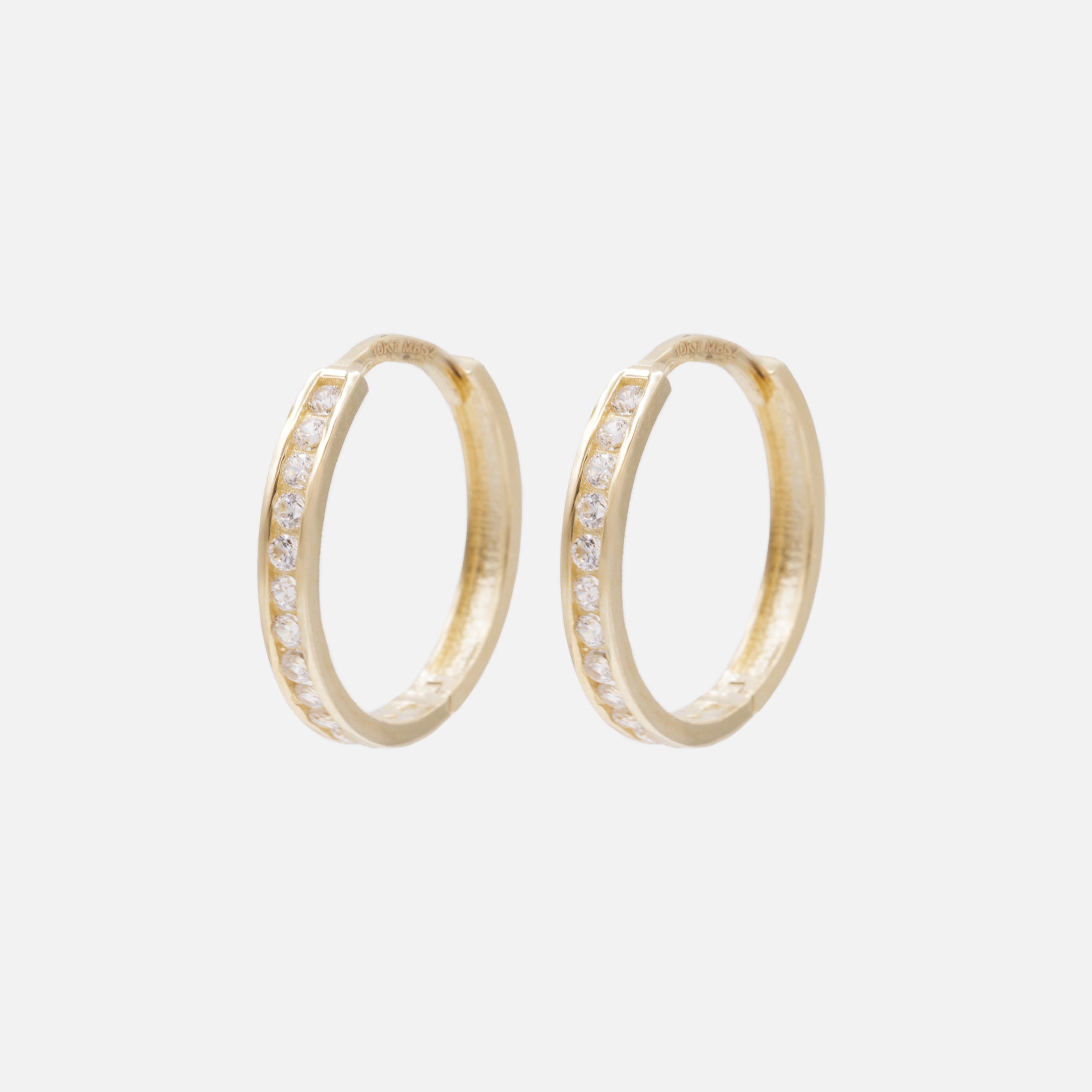 14mm Cubic Zirconia Huggie Earrings in 10k Gold