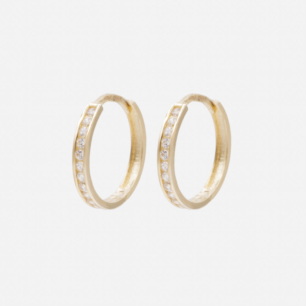 14mm Cubic Zirconia Huggie Earrings in 10k Gold