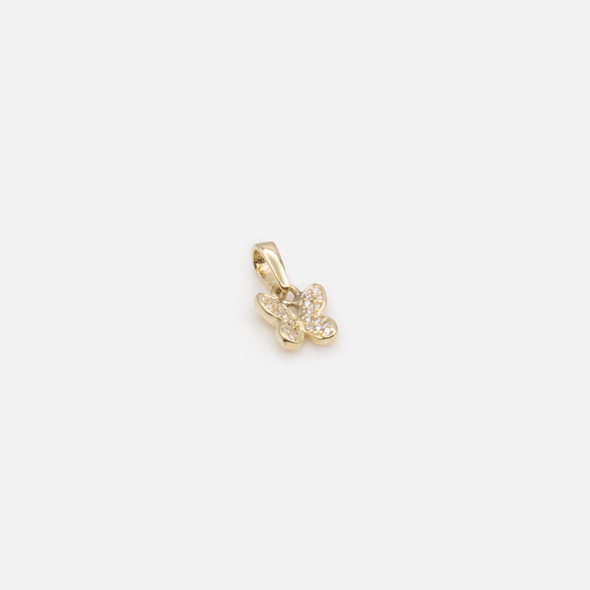 Cubic Zirconia Covered Butterfly Charm in 10k Gold