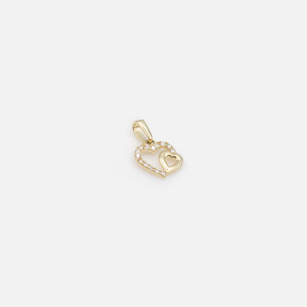 Charger l&#39;image dans la galerie, Breloque coeur chaviré avec zircons cubiques en or 10 carats
