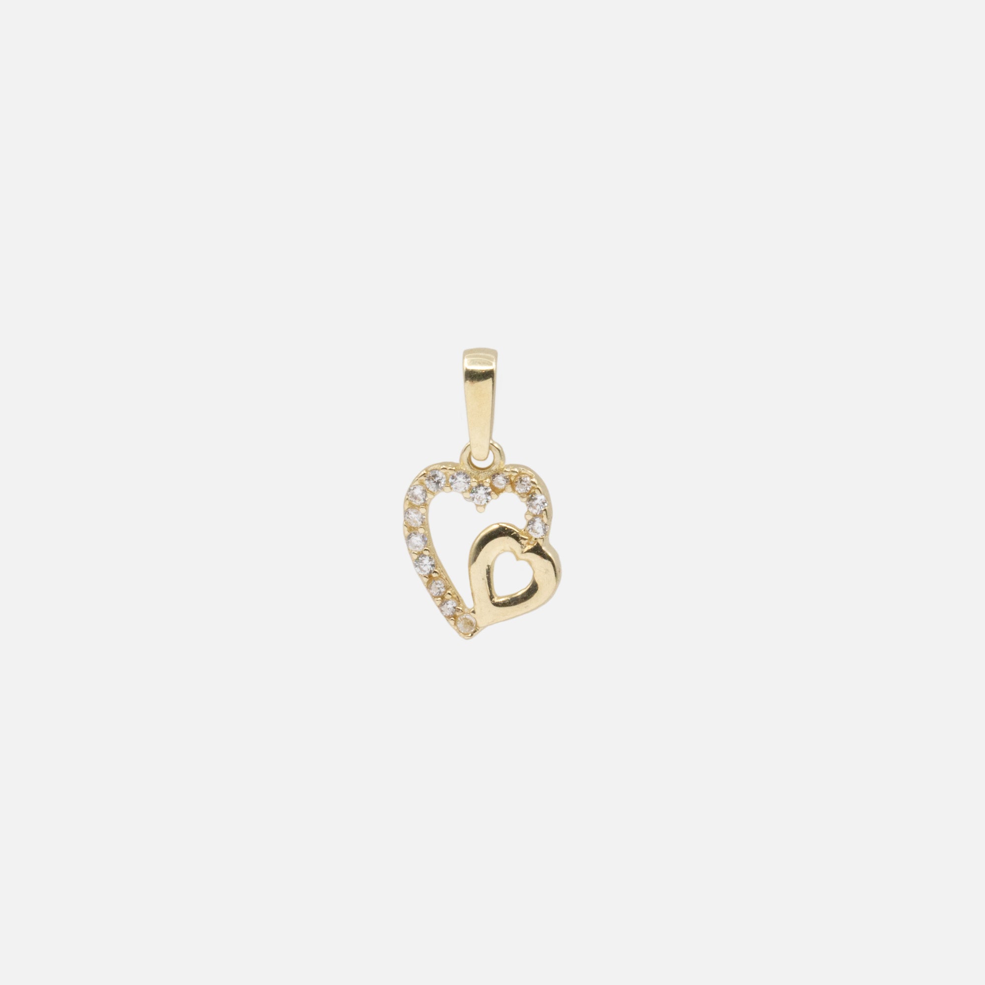 Capsized Heart Charm with Cubic Zirconia in 10k Gold