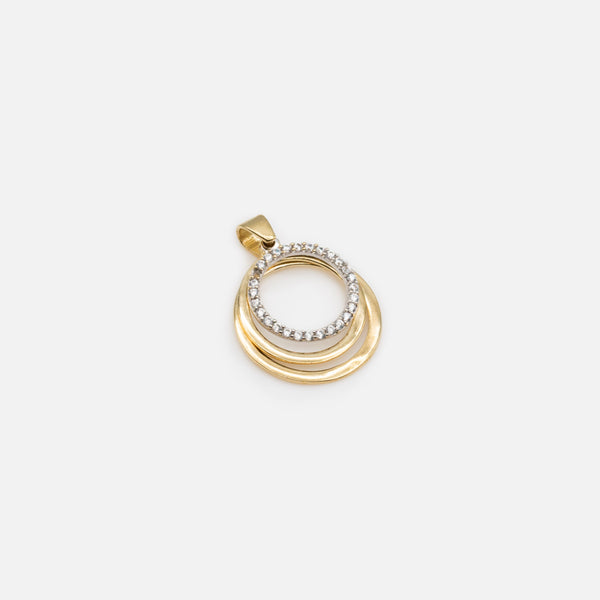 Load image into Gallery viewer, Triple Circle Charm with Cubic Zirconia in 10k Gold
