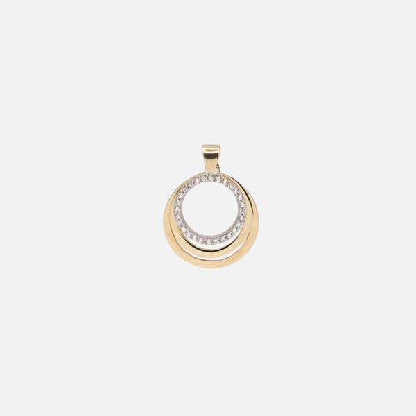 Load image into Gallery viewer, Triple Circle Charm with Cubic Zirconia in 10k Gold
