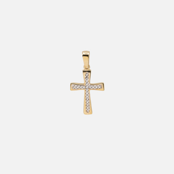 Load image into Gallery viewer, Cross Charm with Cubic Zirconia in 10k Gold
