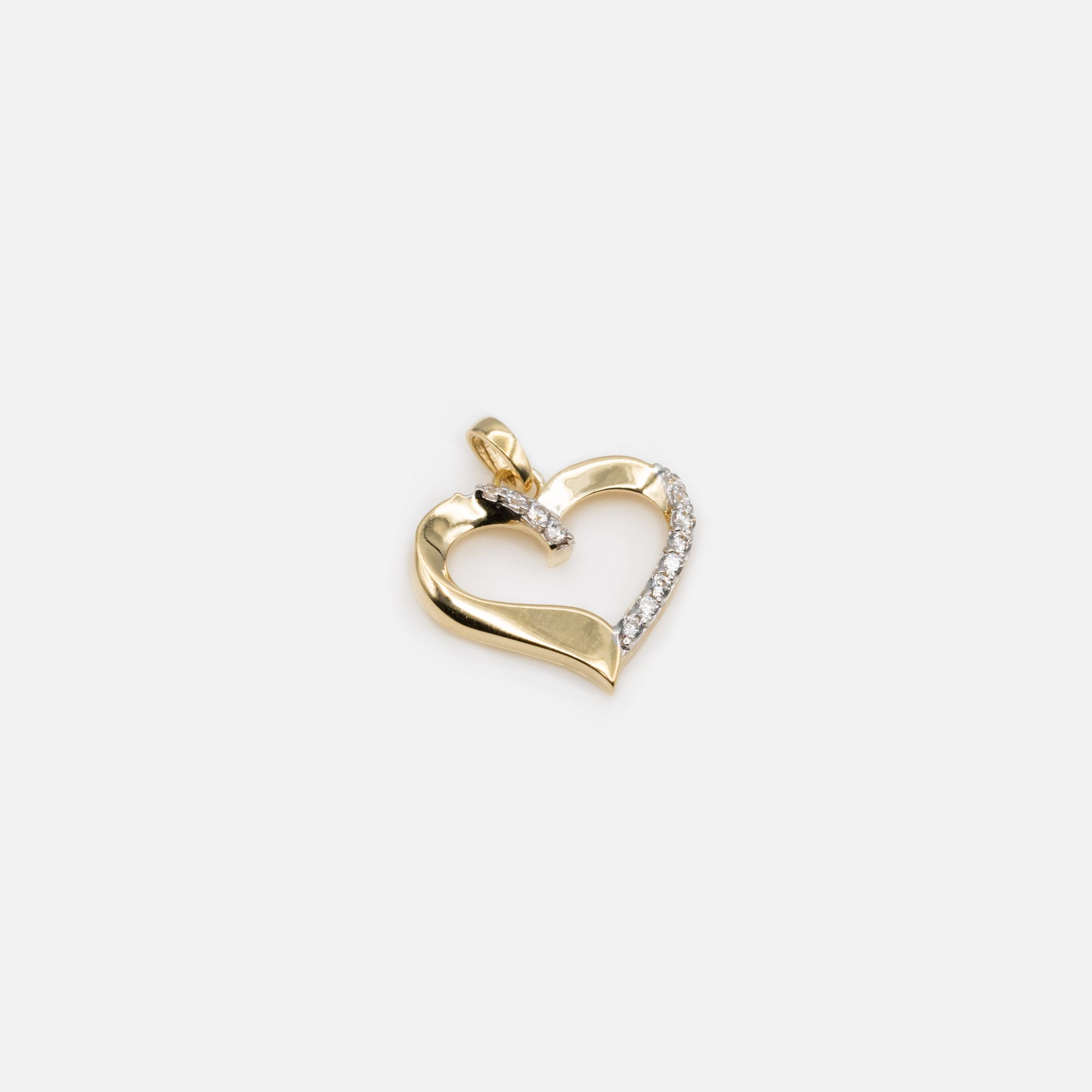 Chunky Heart Charm with Cubic Zirconia in 10k Gold