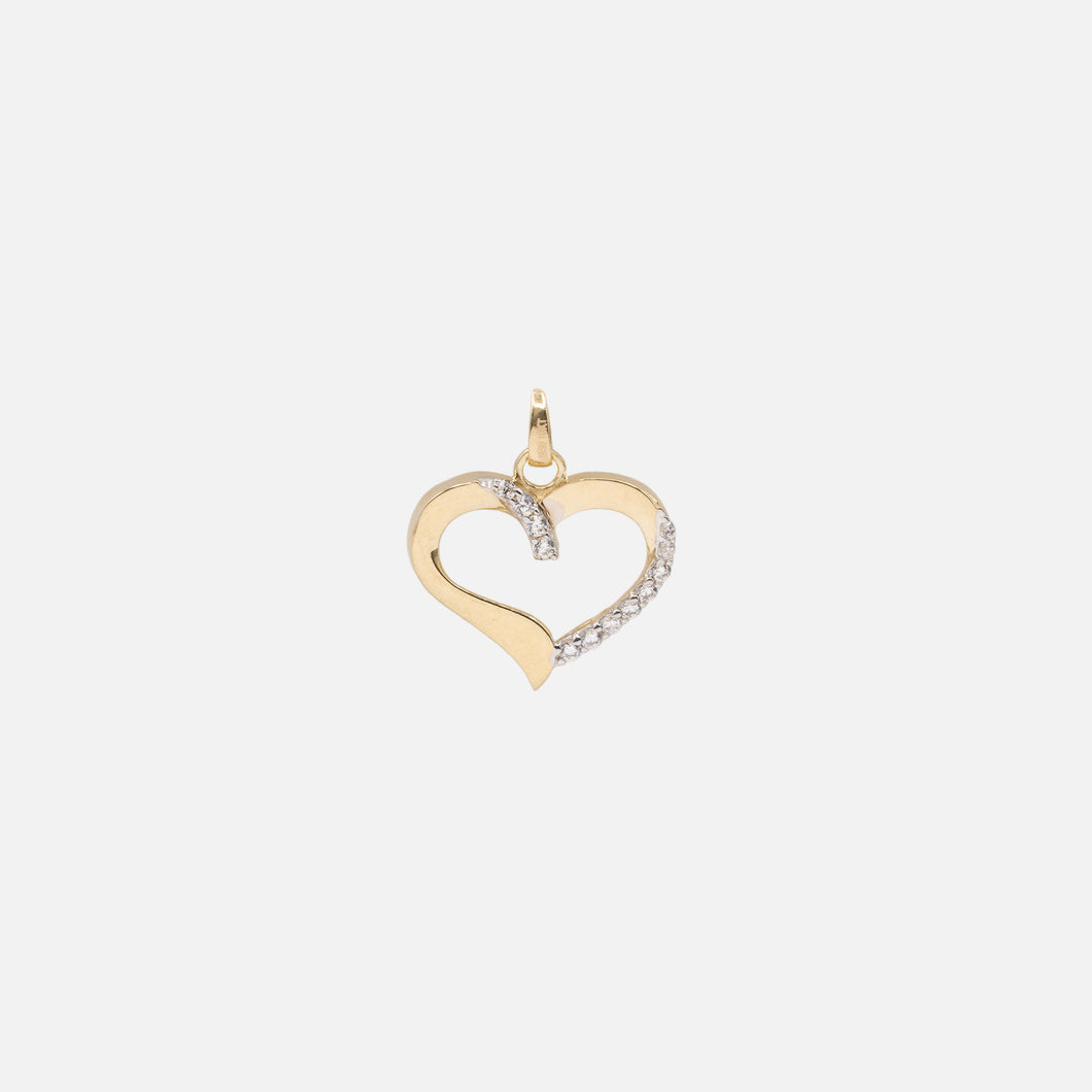 Chunky Heart Charm with Cubic Zirconia in 10k Gold