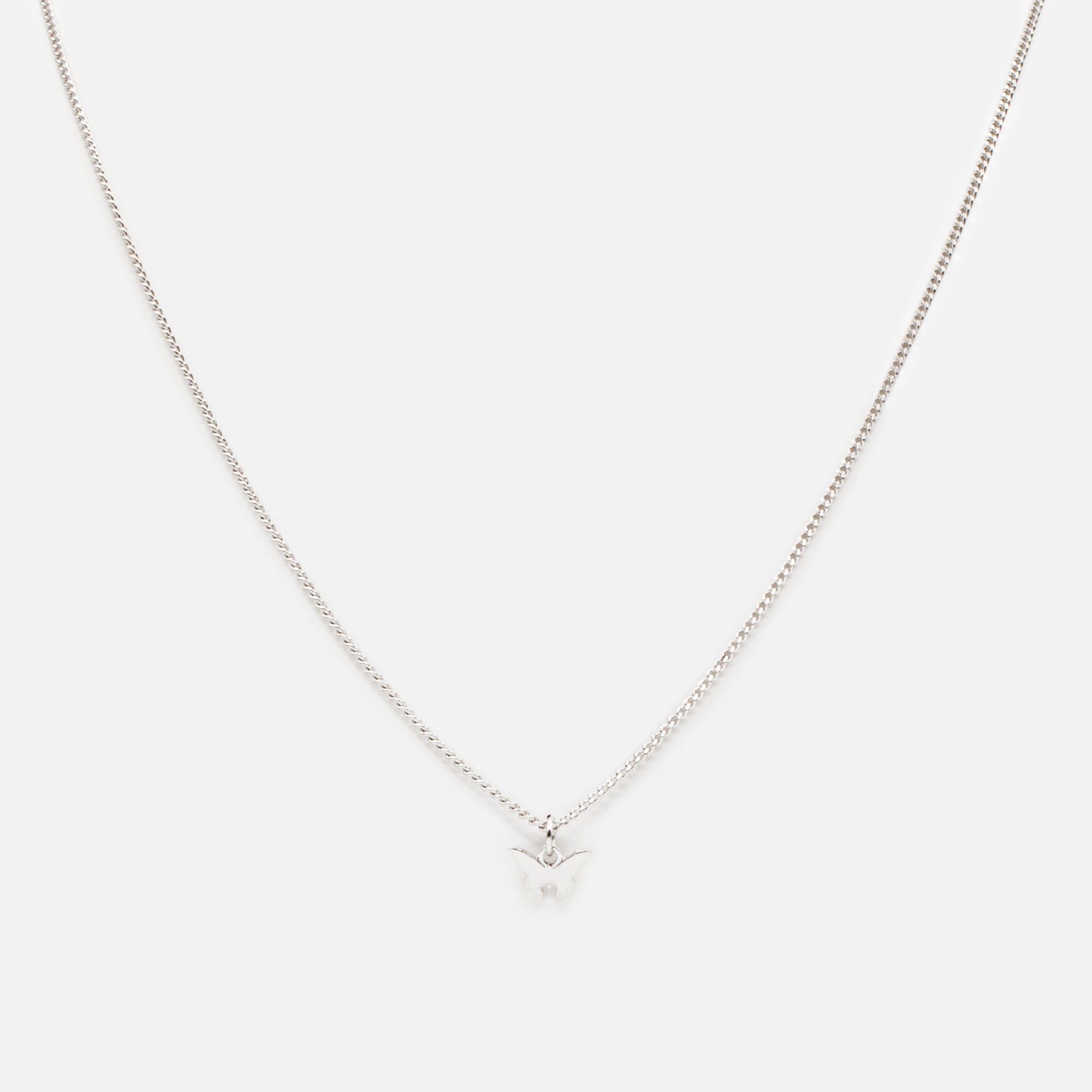 Silver necklace with small butterfly charm