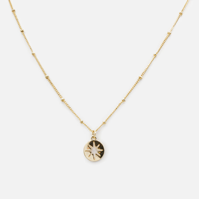 Gold empty star charm necklace