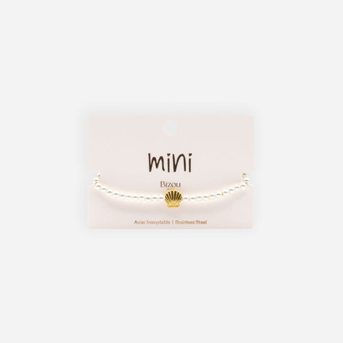 Mini bracelet doré coquillage et perles en acier inoxydable