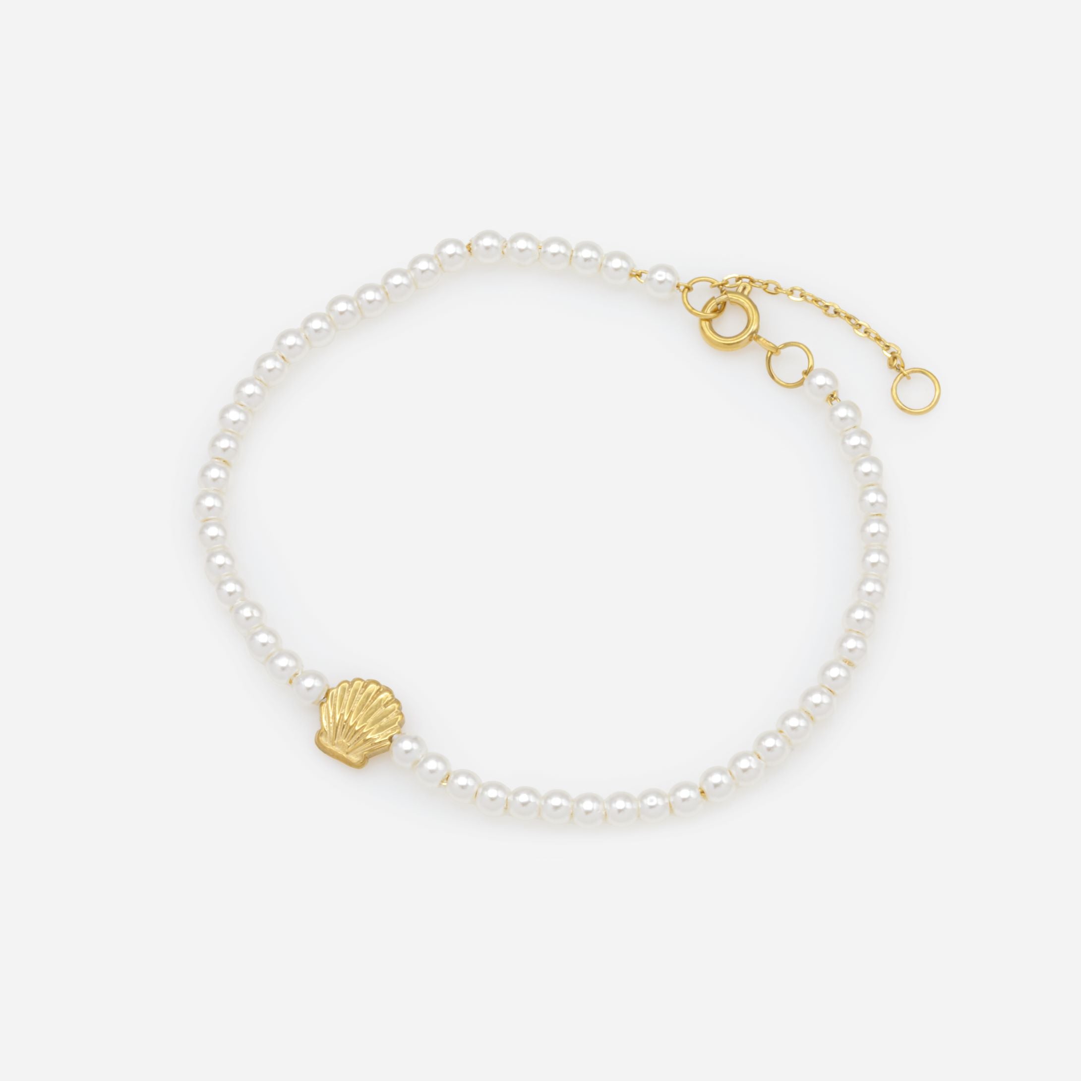 Mini bracelet doré coquillage et perles en acier inoxydable