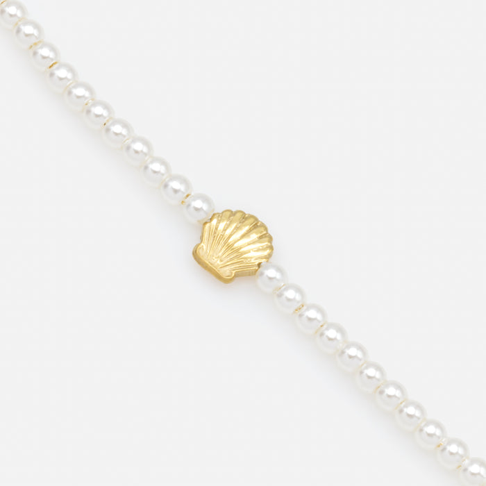 Mini bracelet doré coquillage et perles en acier inoxydable