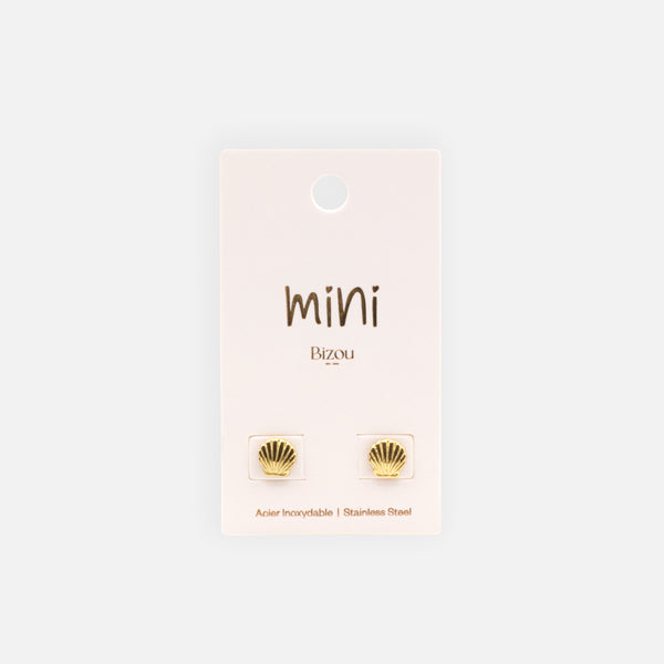 Charger l&#39;image dans la galerie, Mini boucles d&#39;oreilles coquillages dorés en acier inoxydable
