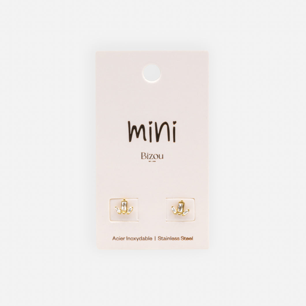 Mini gold-tone earrings trio of rectangular stones in stainless steel