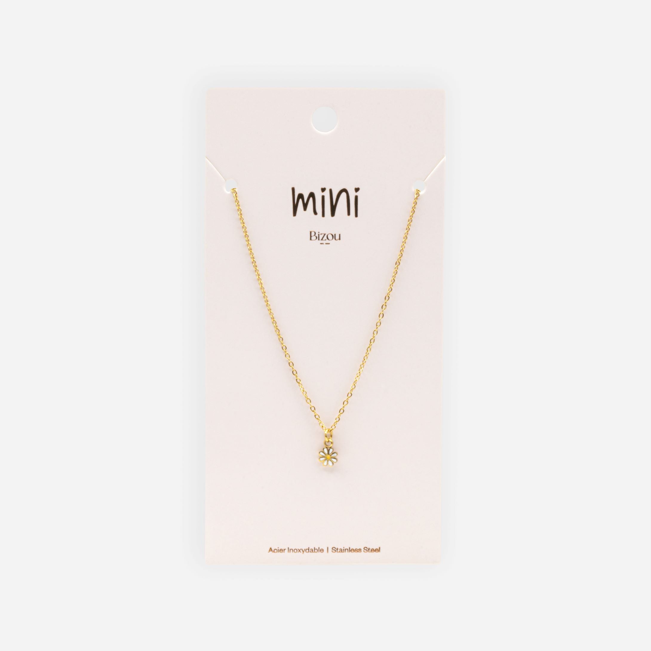 Mini collier doré breloque marguerite en acier inoxydable
