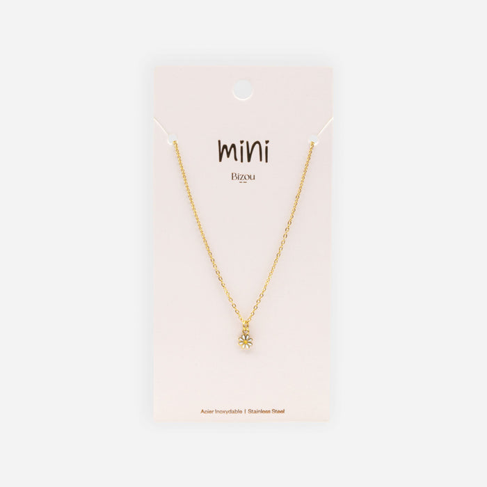 Mini collier doré breloque marguerite en acier inoxydable