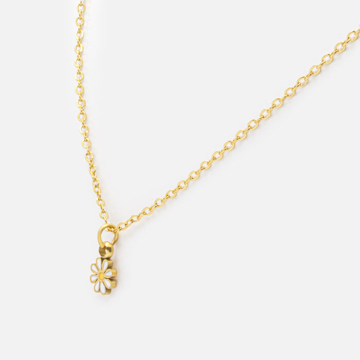 Mini collier doré breloque marguerite en acier inoxydable