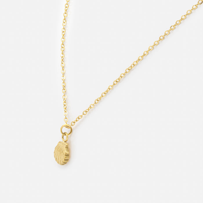 Mini collier doré breloque coquillage en acier inoxydable