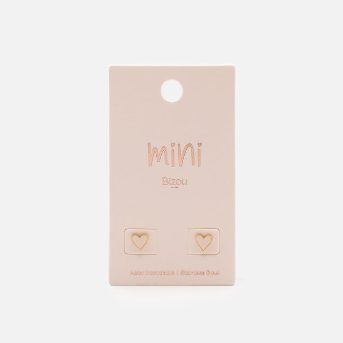 Mini boucles d'oreilles dorées coeurs rose pâle en acier inoxydable