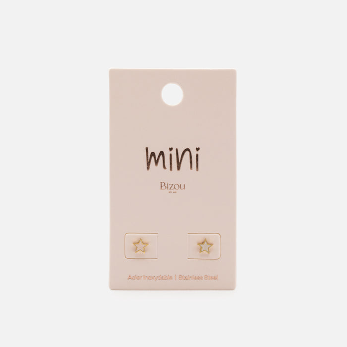 Mini boucles d'oreilles dorées étoiles rose pâle en acier inoxydable