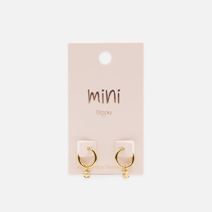 Mini boucles d'oreilles huggies dorées avec zircon cubique 4 mm amovible en acier inoxydable