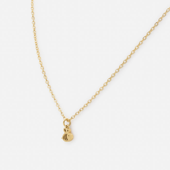 Mini collier doré breloque abeille en acier inoxydable