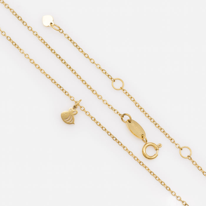 Mini collier doré breloque abeille en acier inoxydable