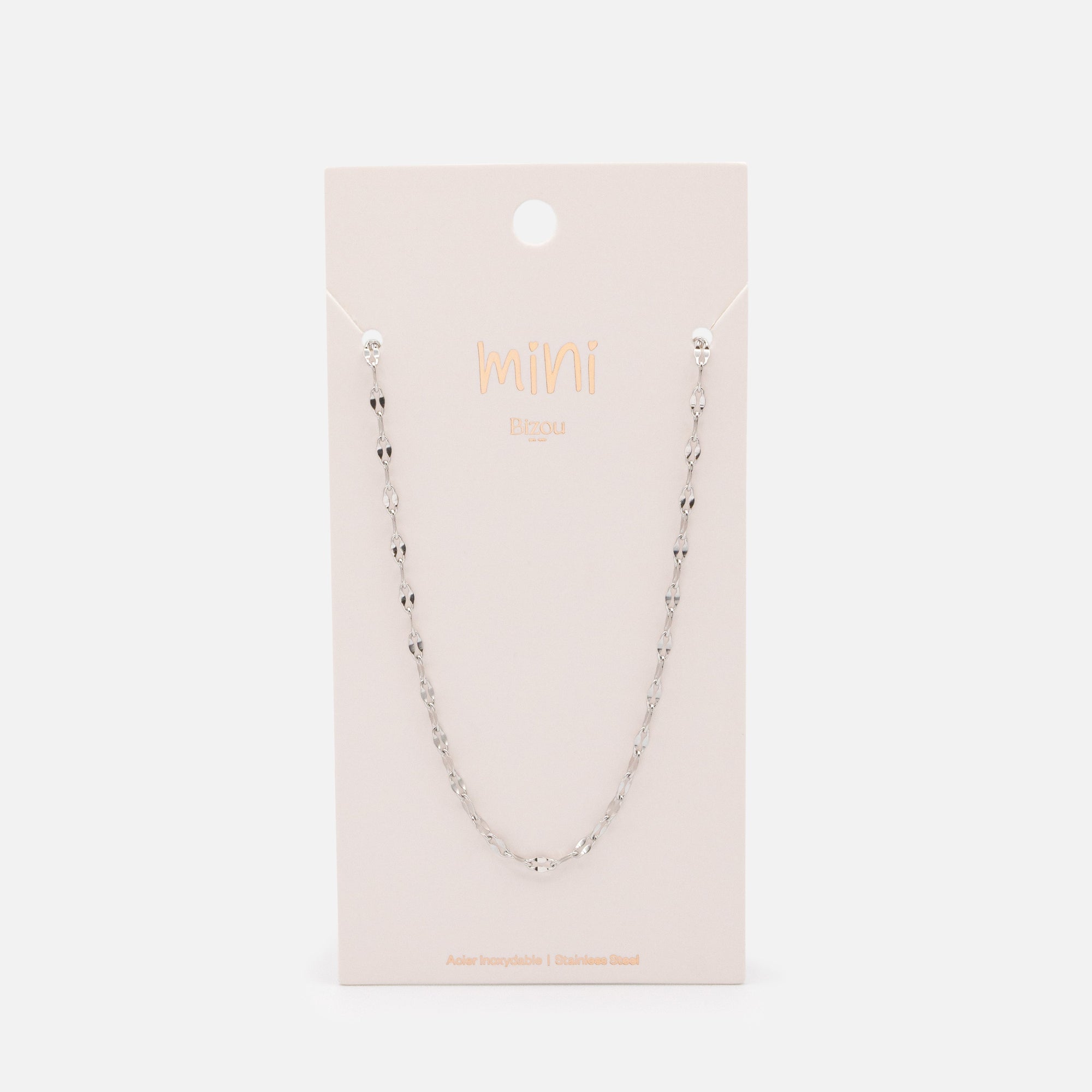 Mini chaîne argentée à mailles diamant en acier inoxydable