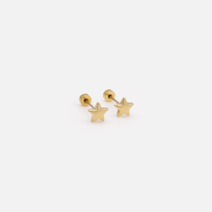 Mini gold star earrings in stainless steel