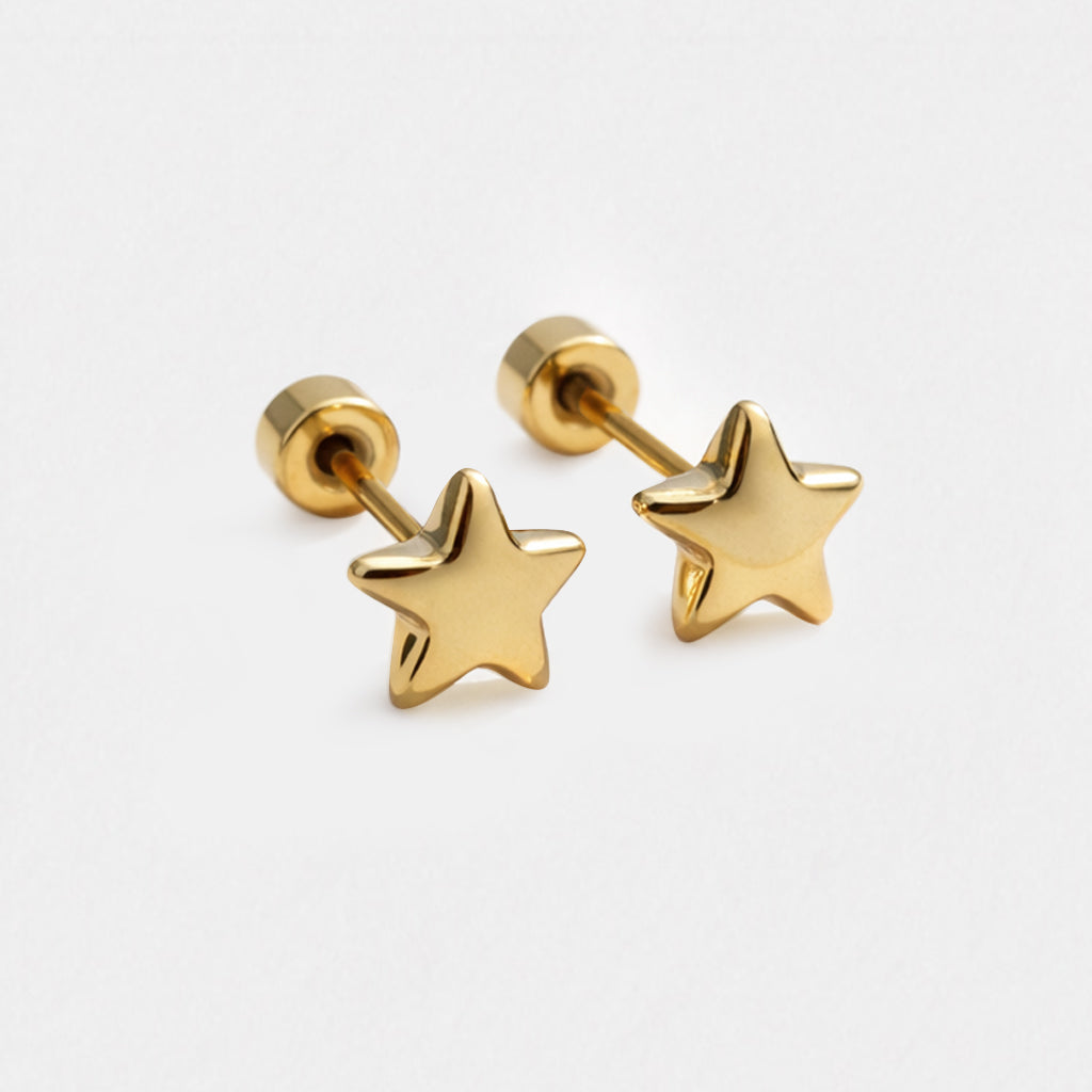 Mini boucles d'oreilles étoiles dorées en acier inoxydable