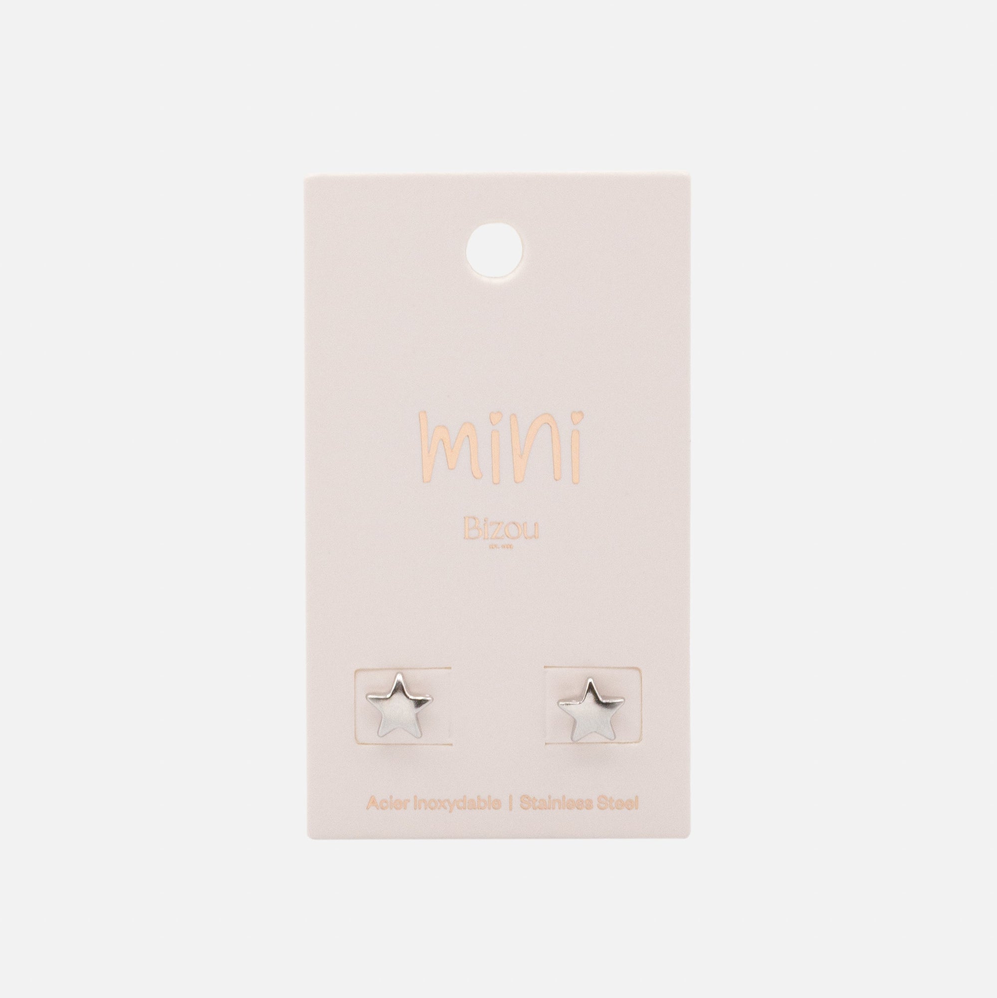 Mini boucles d'oreilles étoiles argentées en acier inoxydable