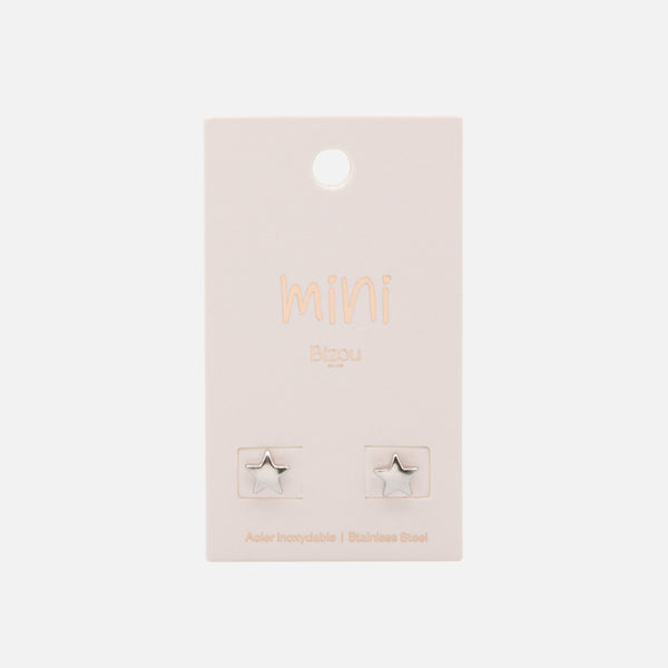 Charger l&#39;image dans la galerie, Mini boucles d&#39;oreilles étoiles argentées en acier inoxydable
