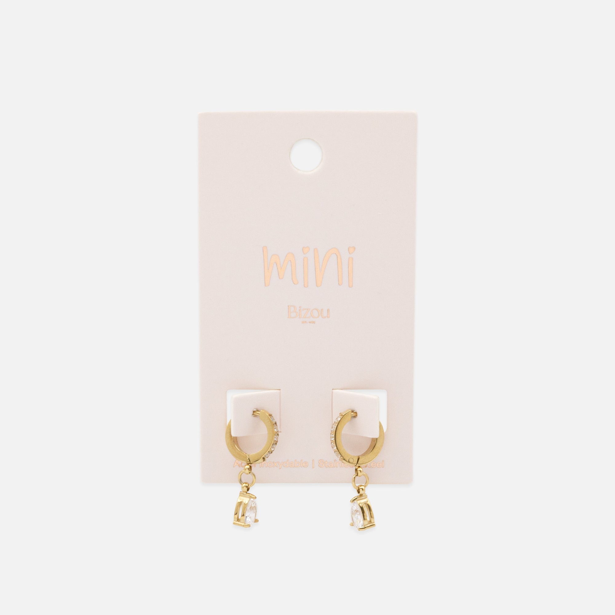 Mini boucles d'oreilles huggies dorées en acier inoxydable & zircon cubique
