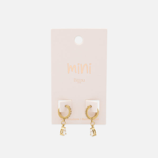 Charger l&#39;image dans la galerie, Mini boucles d&#39;oreilles huggies dorées en acier inoxydable &amp; zircon cubique
