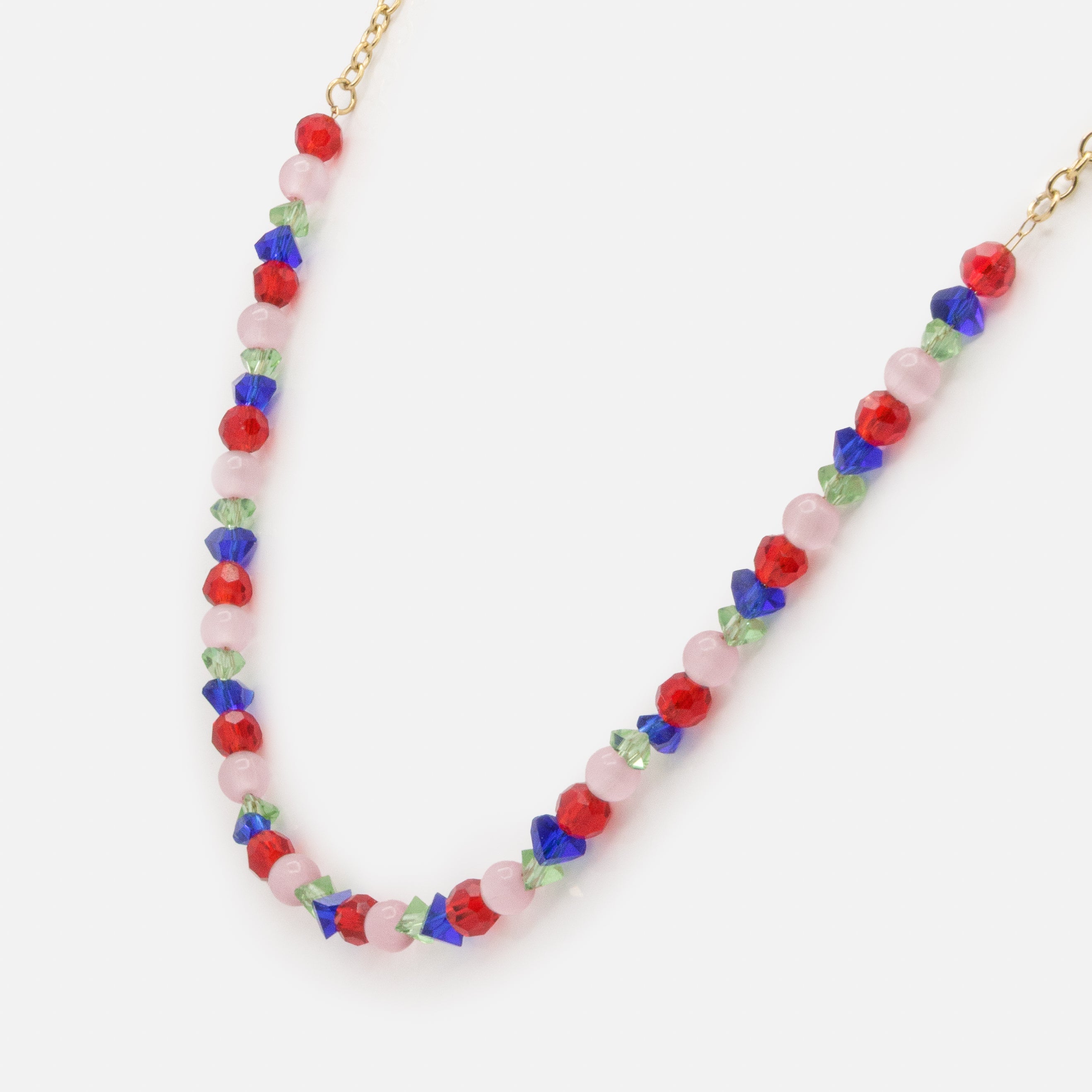 Mini collier doré en acier inoxydable & billes colorées