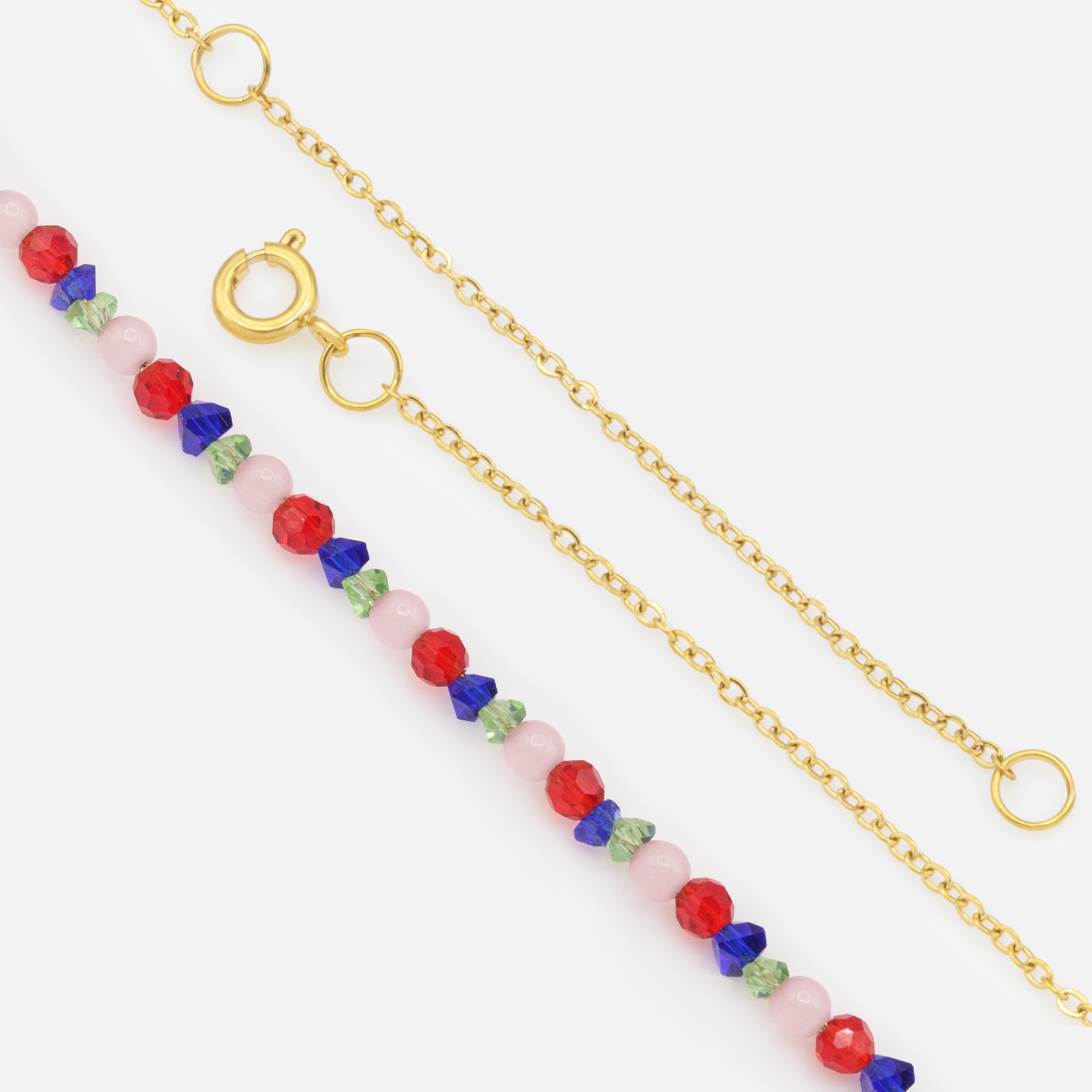 Mini collier doré en acier inoxydable & billes colorées