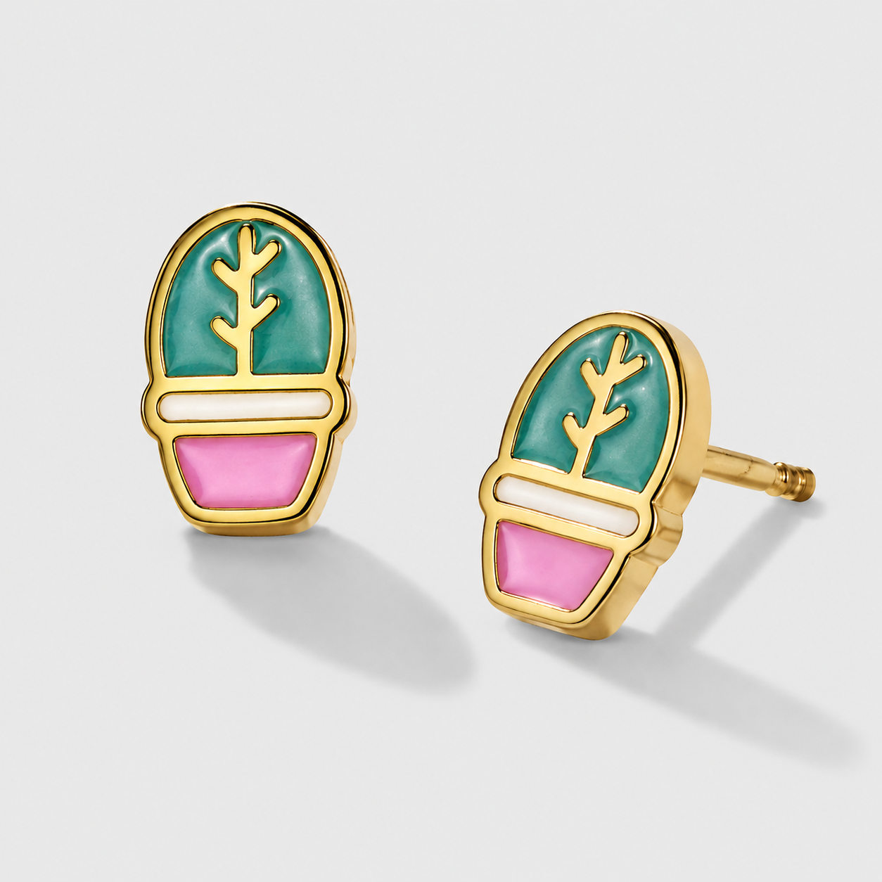 Mini boucles d'oreilles clou cactus doré