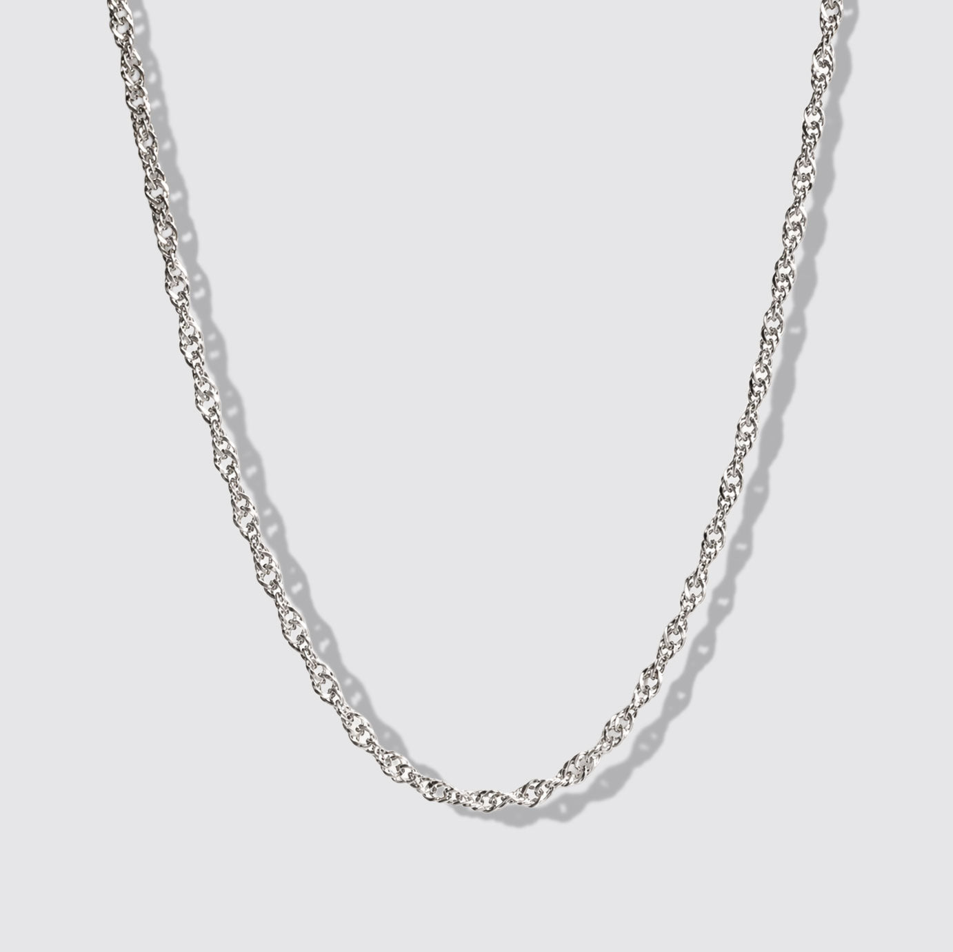 Mini collier chaîne Singapour argenté en acier inoxydable