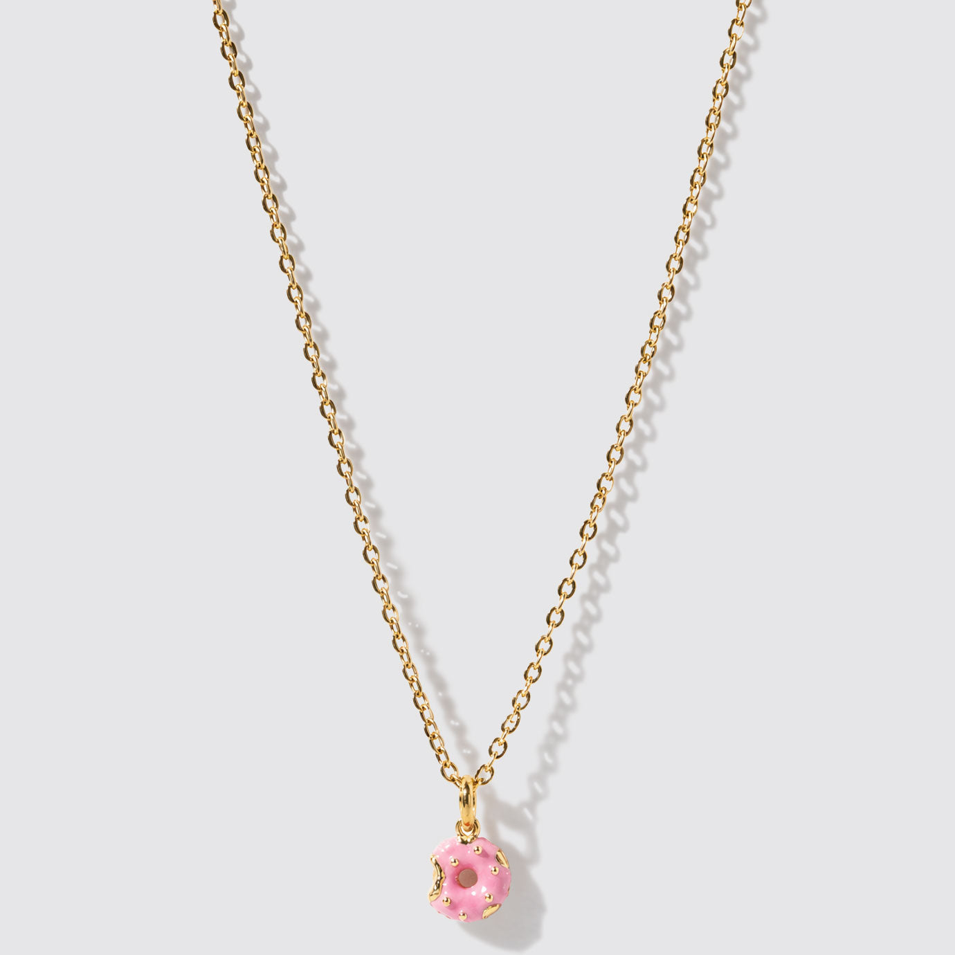 Mini collier doré à pendentif donut en acier inoxydable