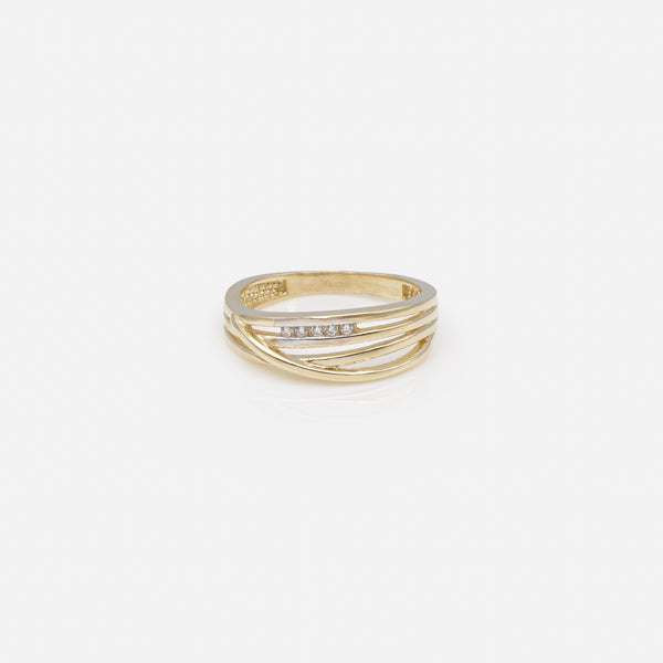 Load image into Gallery viewer, Multi row ring with small zircons in 10 carat gold
