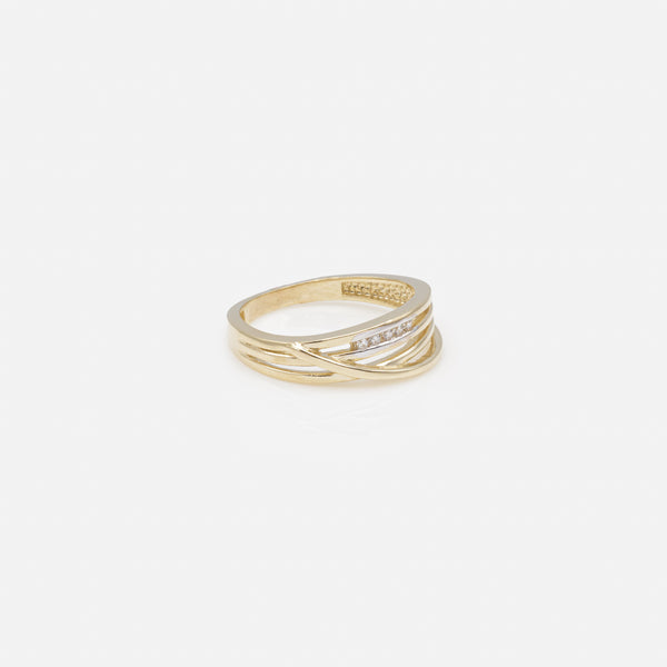 Load image into Gallery viewer, Multi row ring with small zircons in 10 carat gold
