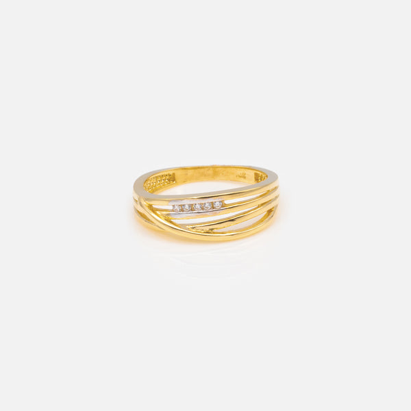 Load image into Gallery viewer, Multi row ring with small zircons in 10 carat gold

