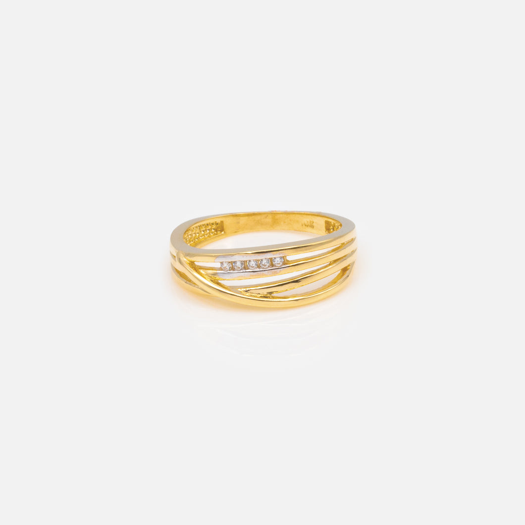 Multi row ring with small zircons in 10 carat gold