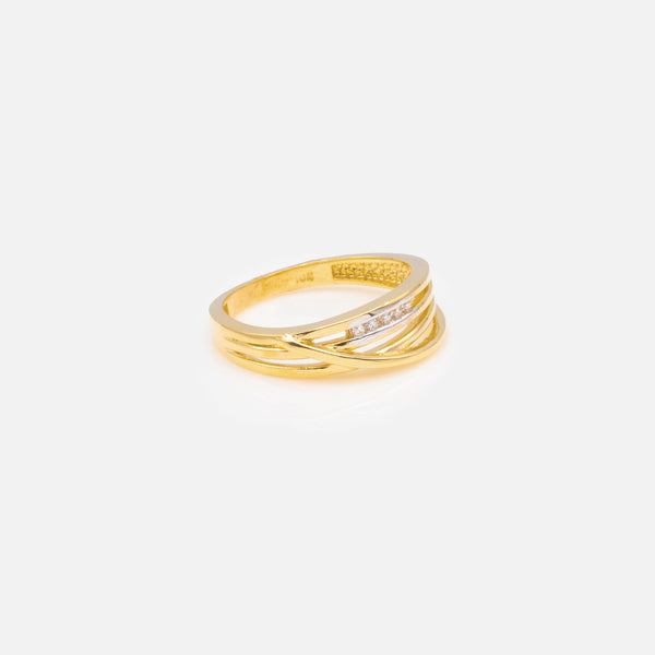 Load image into Gallery viewer, Multi row ring with small zircons in 10 carat gold
