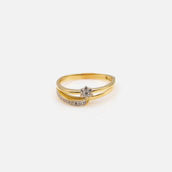 Load image into Gallery viewer, Multi row ring with cubic zirconia in 10k gold
