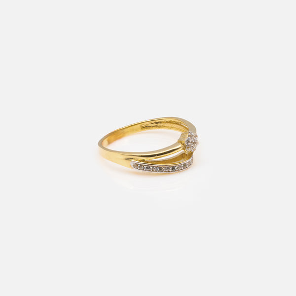 Load image into Gallery viewer, Multi row ring with cubic zirconia in 10k gold

