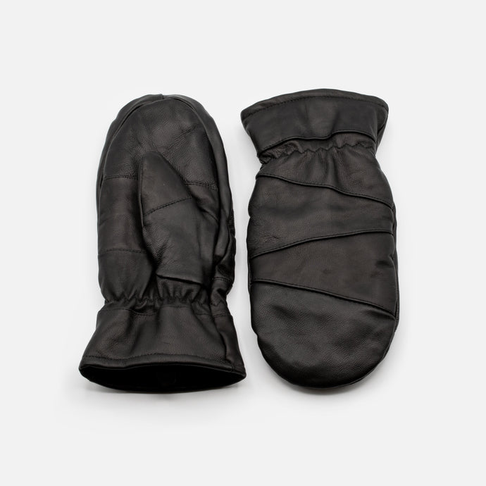 Mitaines noires matelassées en cuir
