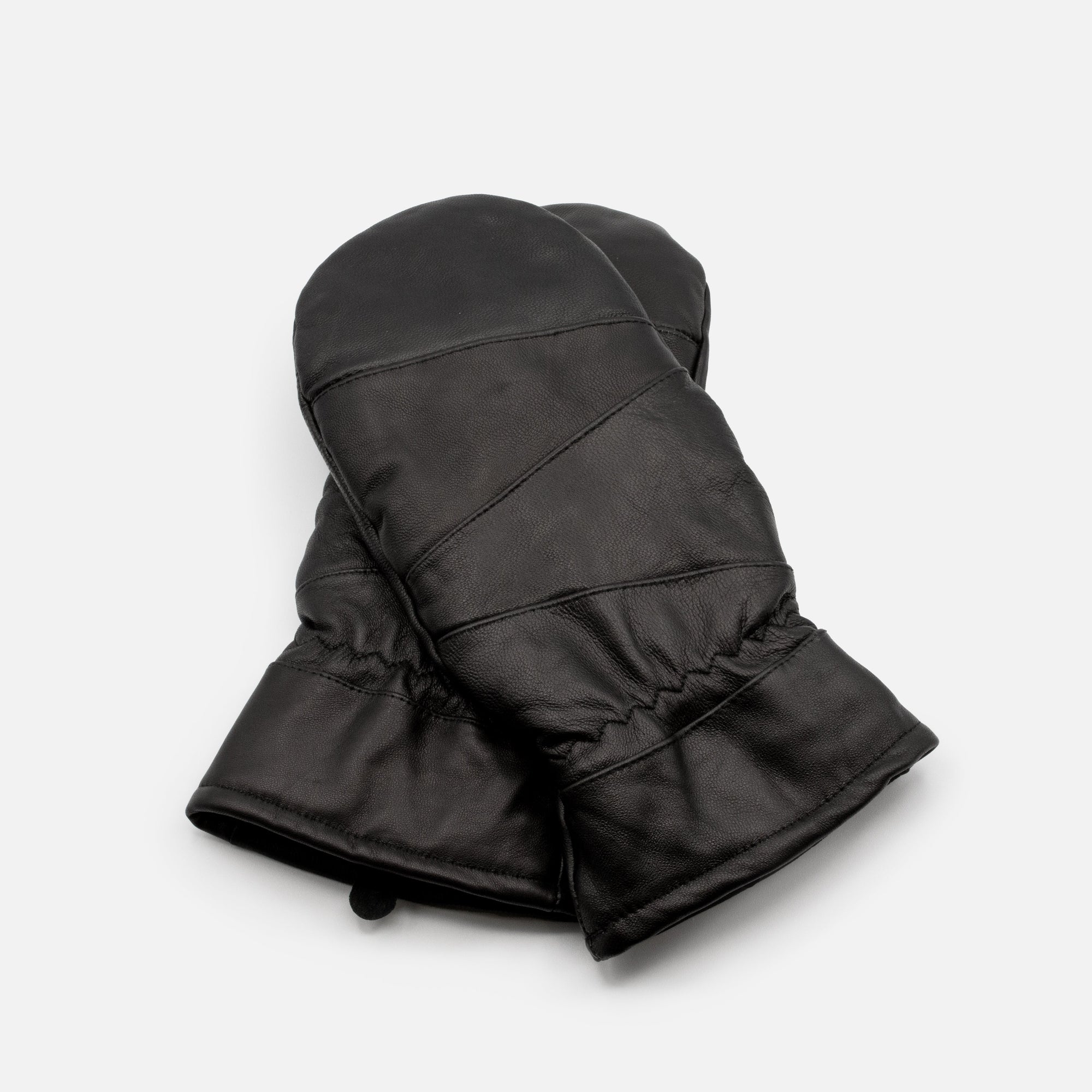 Mitaines noires matelassées en cuir