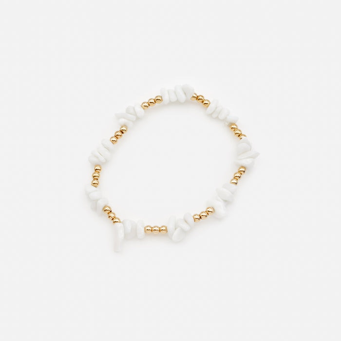 Duo de chaînes de cheville extensibles pierres blanches et billes dorées