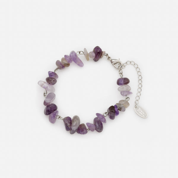 Load image into Gallery viewer, Silver bracelet with purple stones
